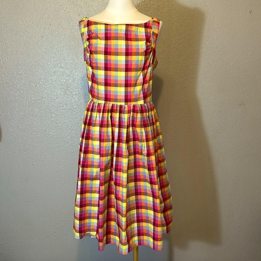 Saint Geraldine fully lined plaid cotton dress with side pockets size L